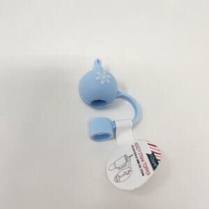 Light Blue With Snowflake Christmas Ornament Tumbler Straw Cover